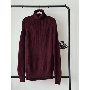 Belstaff Turtleneck Sweater Burgundy Red Wool